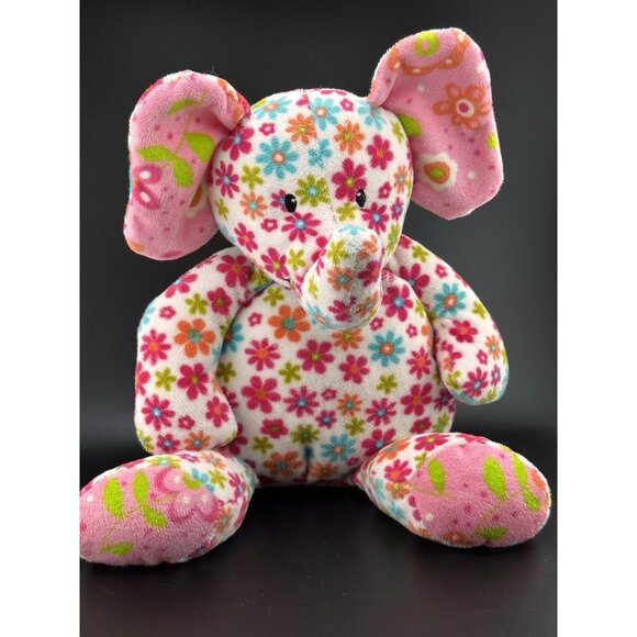 Mary Meyer Elephant Plush Bright Flowers White Stuffed Animal  13” Lovey Pizzazz - Picture 1 of 16